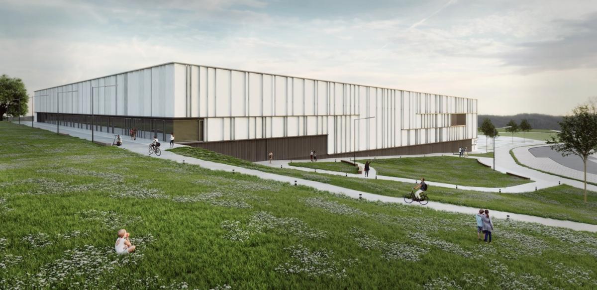 Recreación de la pista cubierta de atletismo proyectada en Ciudad Naranco.