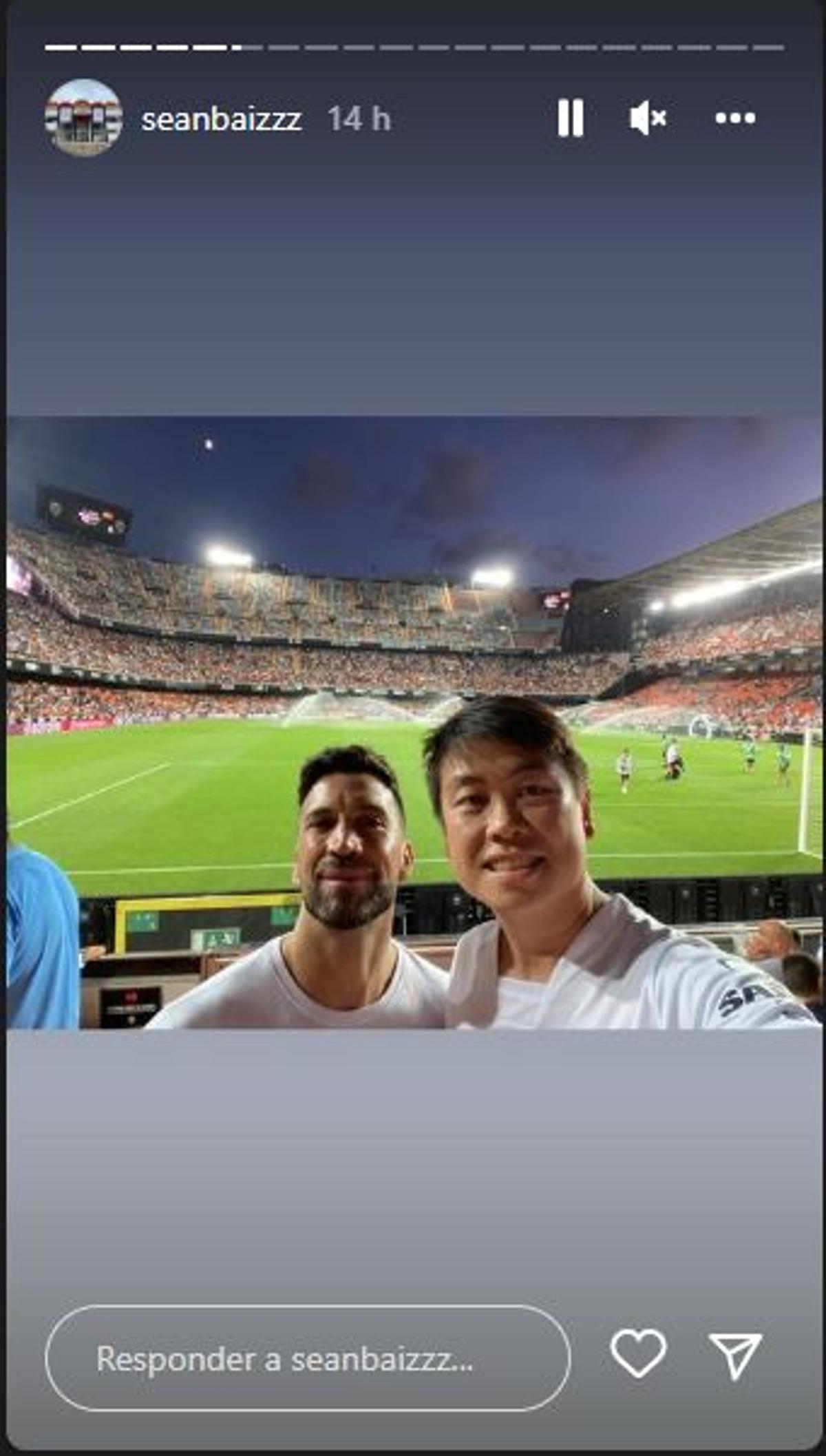 Sean Bai en Mestalla en Instagram