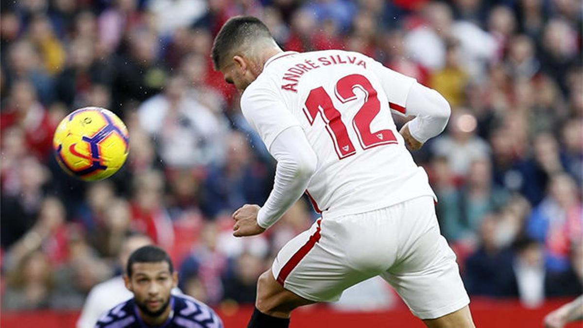Un gol que vale un liderato: André Silva anotó ante el Valladolid un gran gol de cabeza