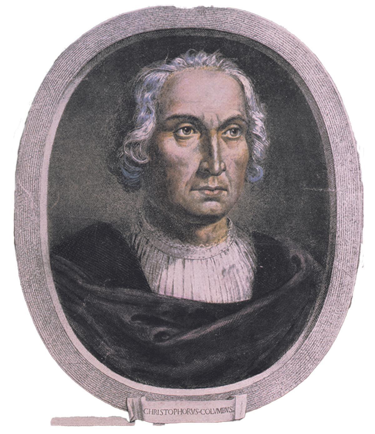 Cristóbal Colón. Grabado de Aliprando Caprioli (Congreso EEUU).