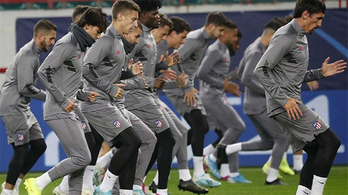 El Atlético de Madrid se entrenó antes del partido ante el Lokomotiv