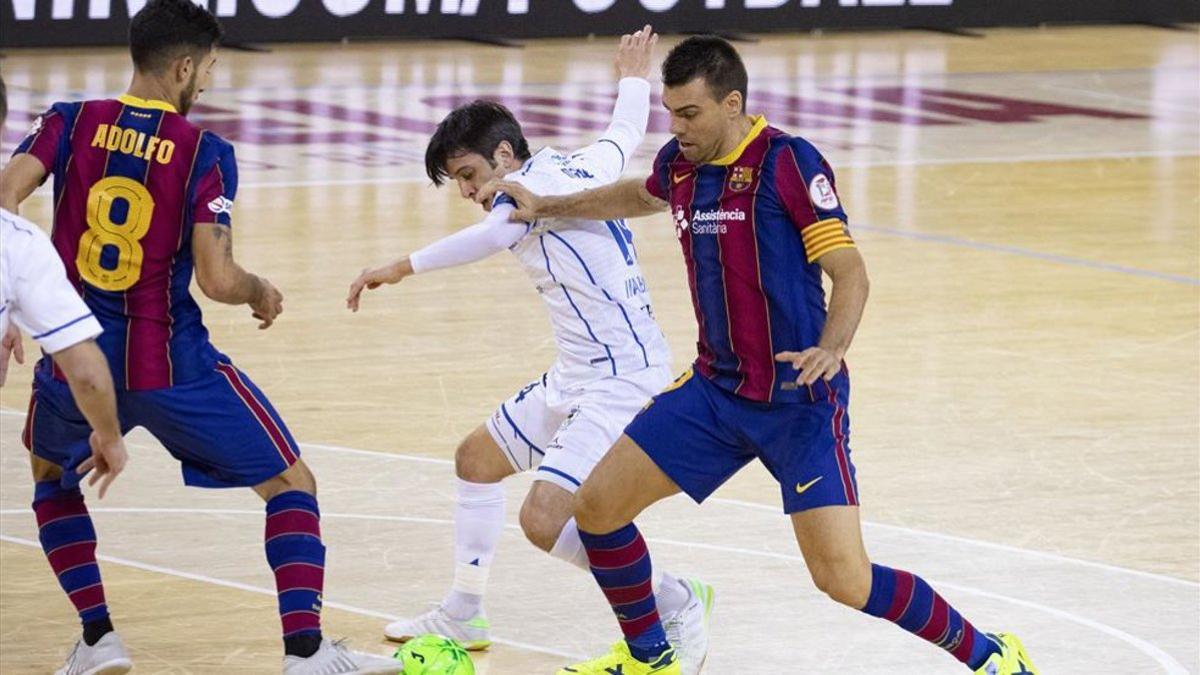 El Barça en un encuentro de la Liga Nacional de Fútbol Sala