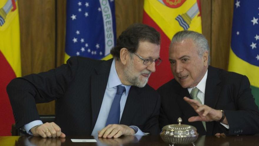 Mariano Rajoy y Michel Temer, cómplices en Brasilia.