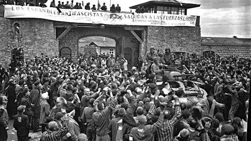 Llegada de los aliados en 1945 al campo de exterminio de Mauthausen.