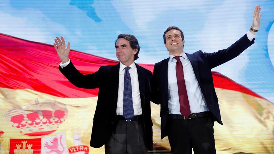 Pablo Casado acompaÃ±ado del expresidente JosÃ© MarÃ­a Aznar.