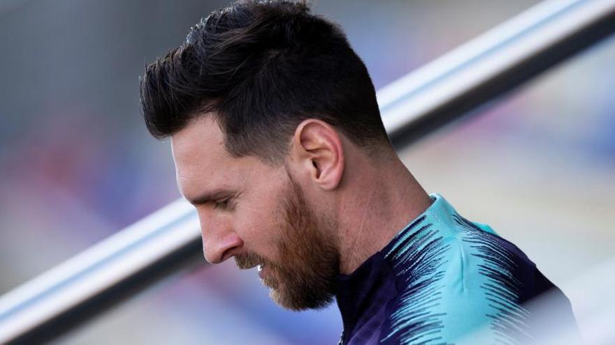 El jugador del Barcelona, Leo Messi, durante un entrenamiento.