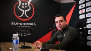 Xavi, durante la rueda de prensa