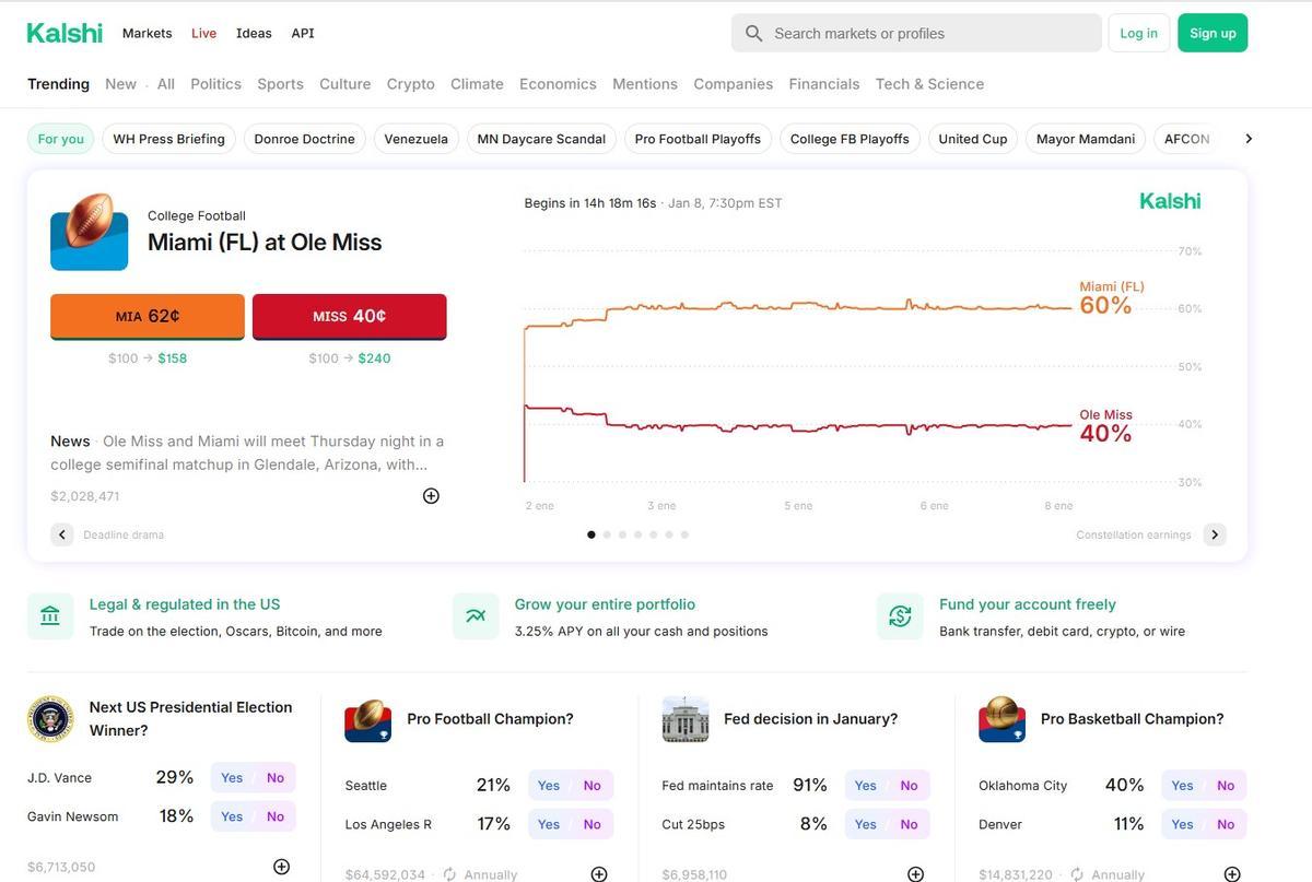 Portada de la web de Kalshi