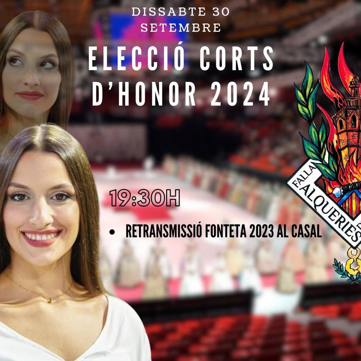 Andrea Fuster, en el cartel con el que se anuncia la apertura del casal para ver el acto de la Fonteta