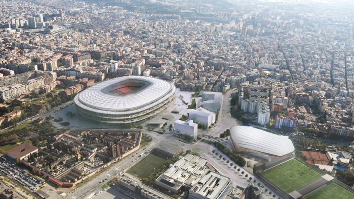 Una maqueta aérea de cómo quedará el Espai Barça.