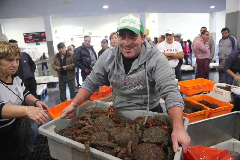 La campaña del centollo arrancó con buenas capturas en O Grove // Miguel Muñiz