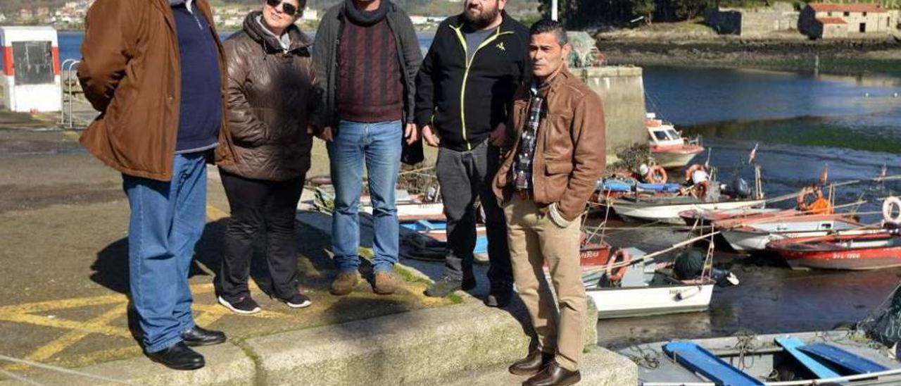 Agulla, Vázquez, Rodas, Tomé y Rodríguez en el puerto de Campelo. // Gustavo Santos