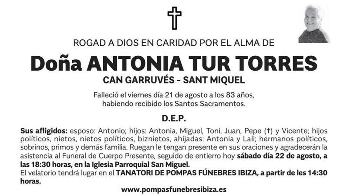 Esquela Antonia Tur Torres