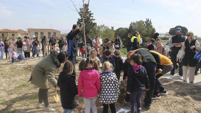 Los escolares plantaron varios árboles junto a familiares y el resto de la comunidad educativa.