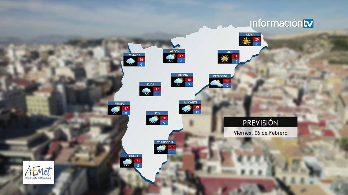 El tiempo en Alicante para este viernes 6 de febrero seguirá con intervalos nubosos.