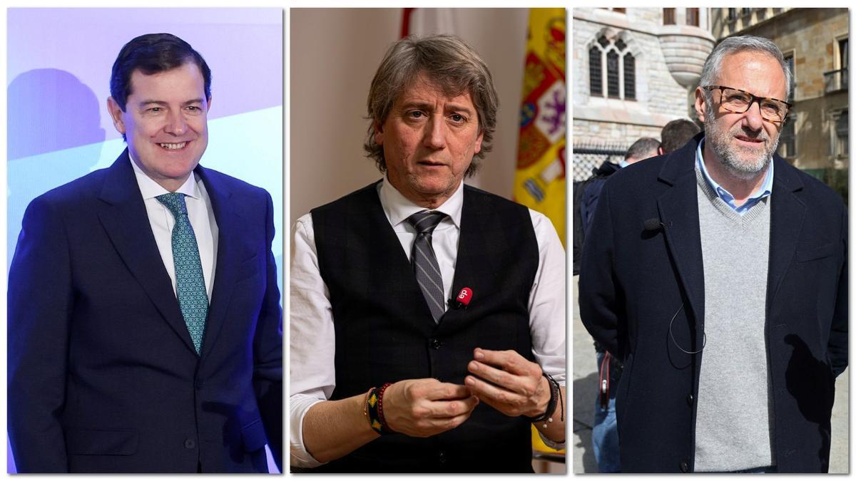 Los candidatos a las elecciones de Castilla y León 2026: Alfonso Fernández Mañueco (PP), Carlos Martínez (PSOE) y Carlos Pollán (Vox).