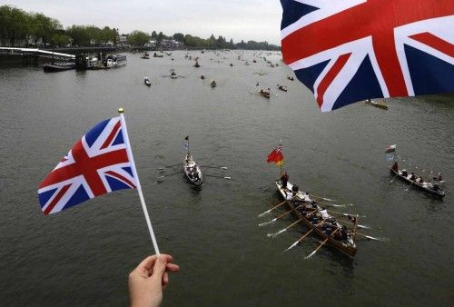 Pleasure boats muster on the River Thames, in celebration of the Queen's Diamond Jubilee, in London
