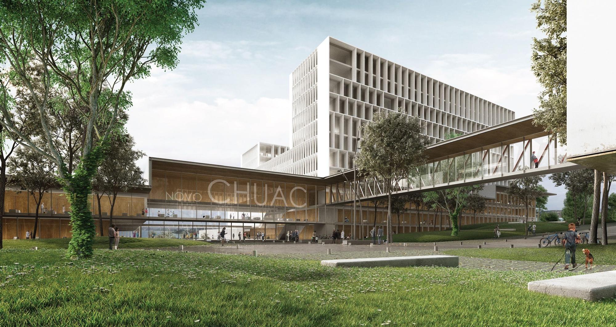 Recreación virtual del proyecto de ampliación del hospital de A Coruña