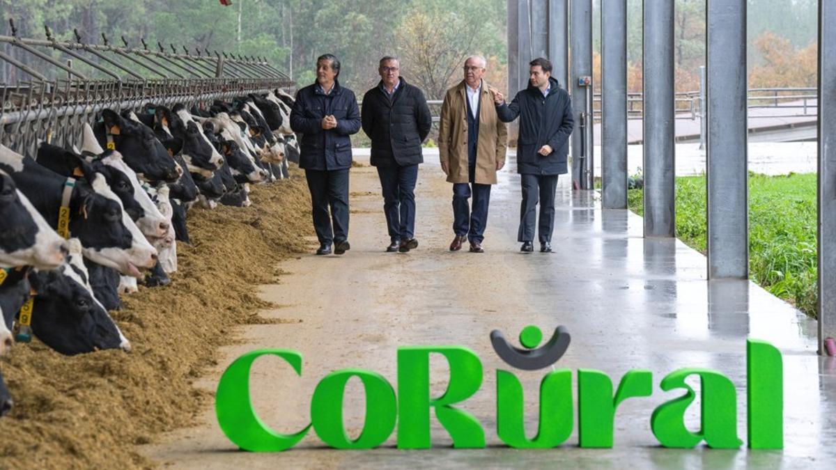 De derecha a izquierda: Juan Gallástegui (director general de Clun); José Marqués (presidente de Leche Celta); José Ángel Blanco (presidente de Clun); Javier Bretón (director general de Leche Celta).