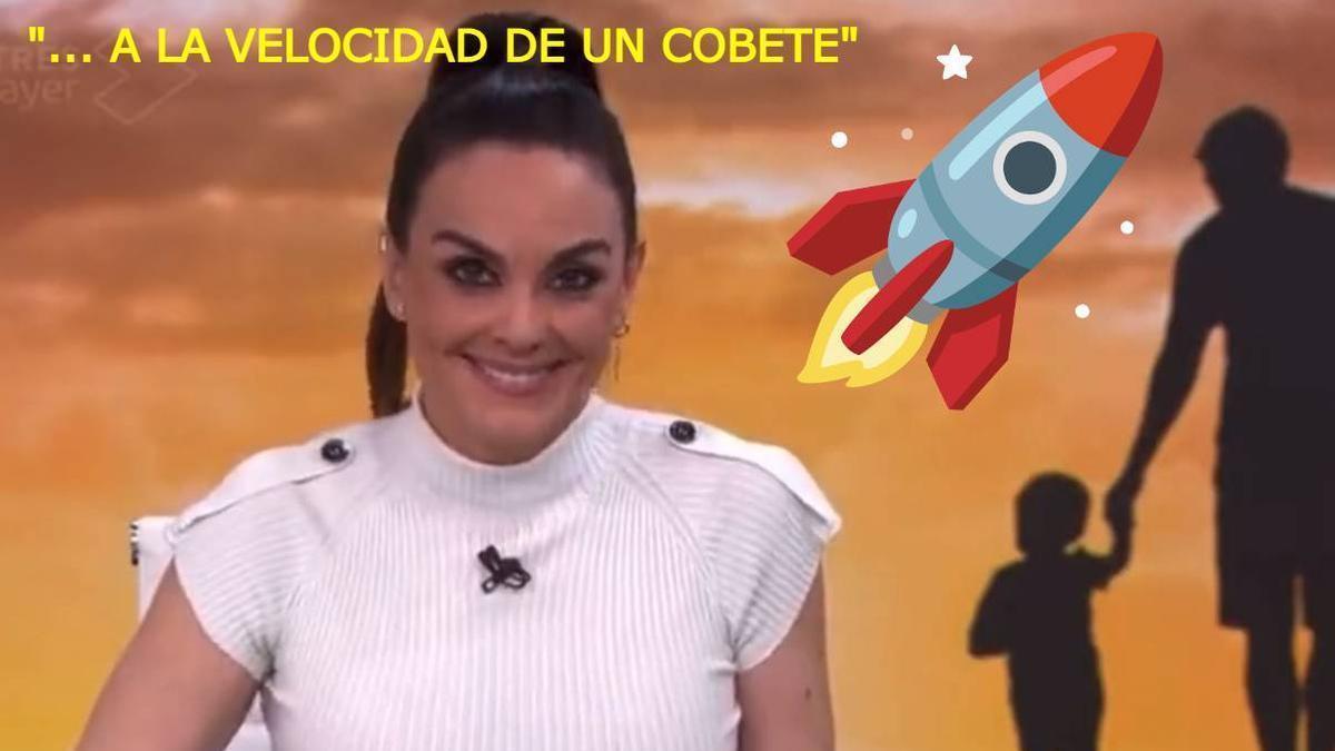Mónica Carillo en el momento en que pronunció &quot;cobete&quot; en el informativo de Antena 3