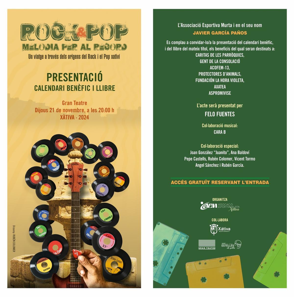 Cartel de la presentación del calendario benéfico de Xàtiva.
