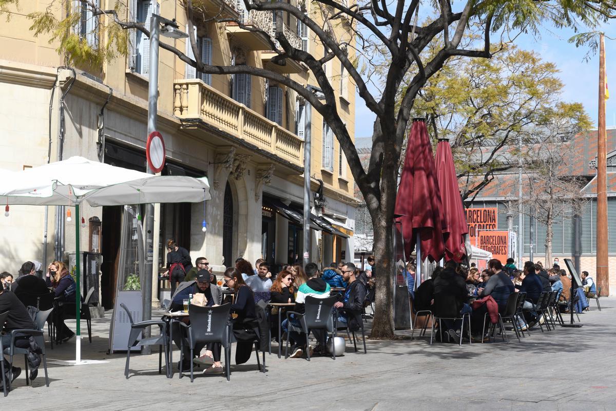 Una terraza del Born este domingo.