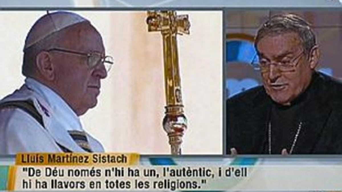 El cardenal Lluís Martínez Sistach, ayer, en 'Els matins' (TV-3).