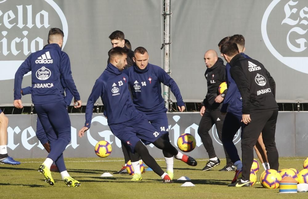 El Celta prepara en A Madroa el partido en Vallecas