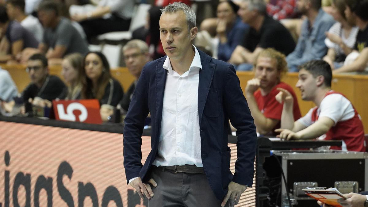 Jordi Sargatal, durant un partit del Bàsquet Girona la temporada passada a Fontajau