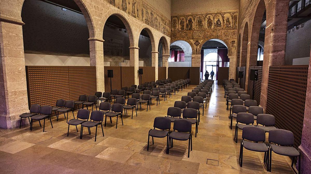 Interior de l’Almudí con los nuevos paneles que reducen la reverberación del sonido. | LIVE MUSIC VALENCIA