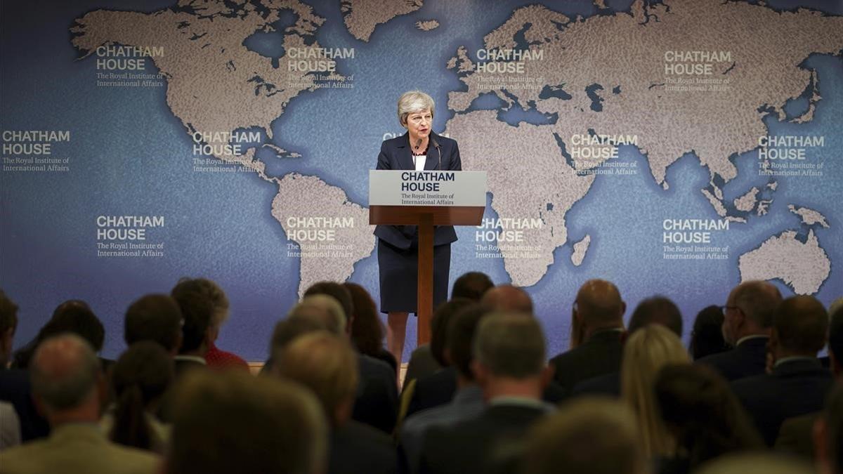 Theresa May, en su último discurso en Londres.