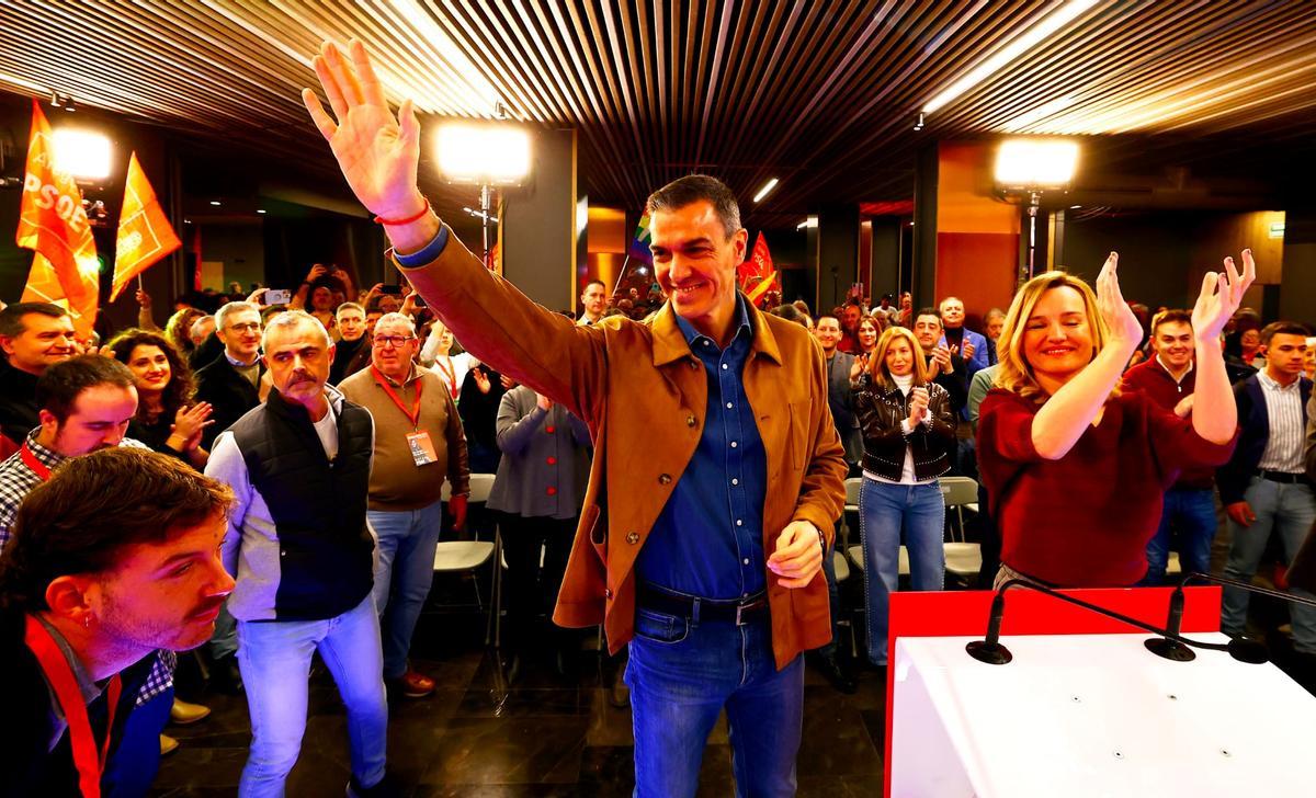 El presidente del Gobierno, Pedro Sánchez, en un acto del PSOE en Teruel