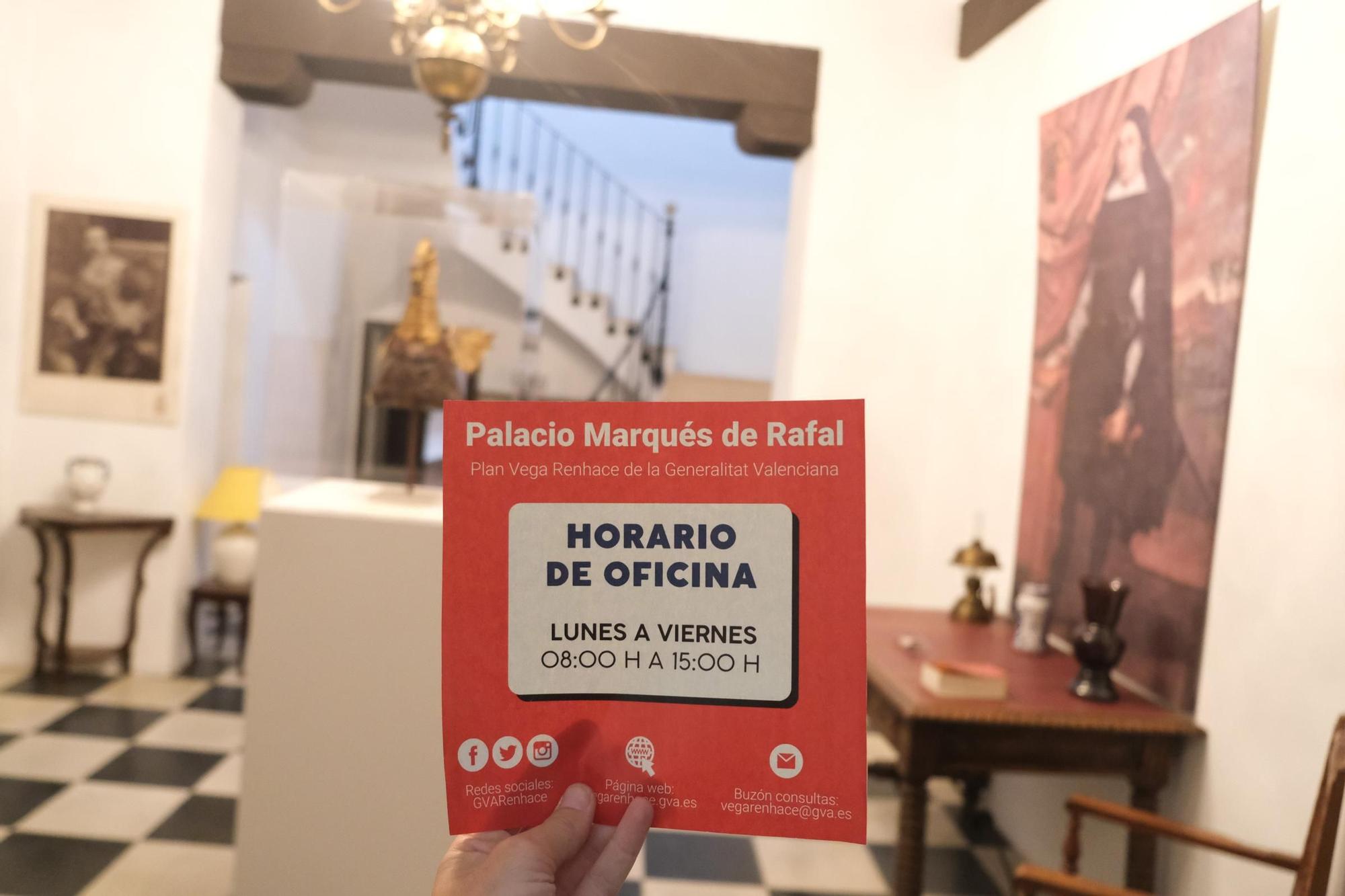 Un informe de la Generalitat alerta del estado del Palacio del Marqués de Rafal: problemas en forjados y muros de carga, humedades e instalaciones