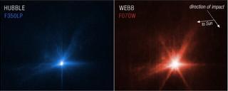 Webb y Hubble revelan espectaculares imágenes de la colisión de la sonda DART con un asteroide