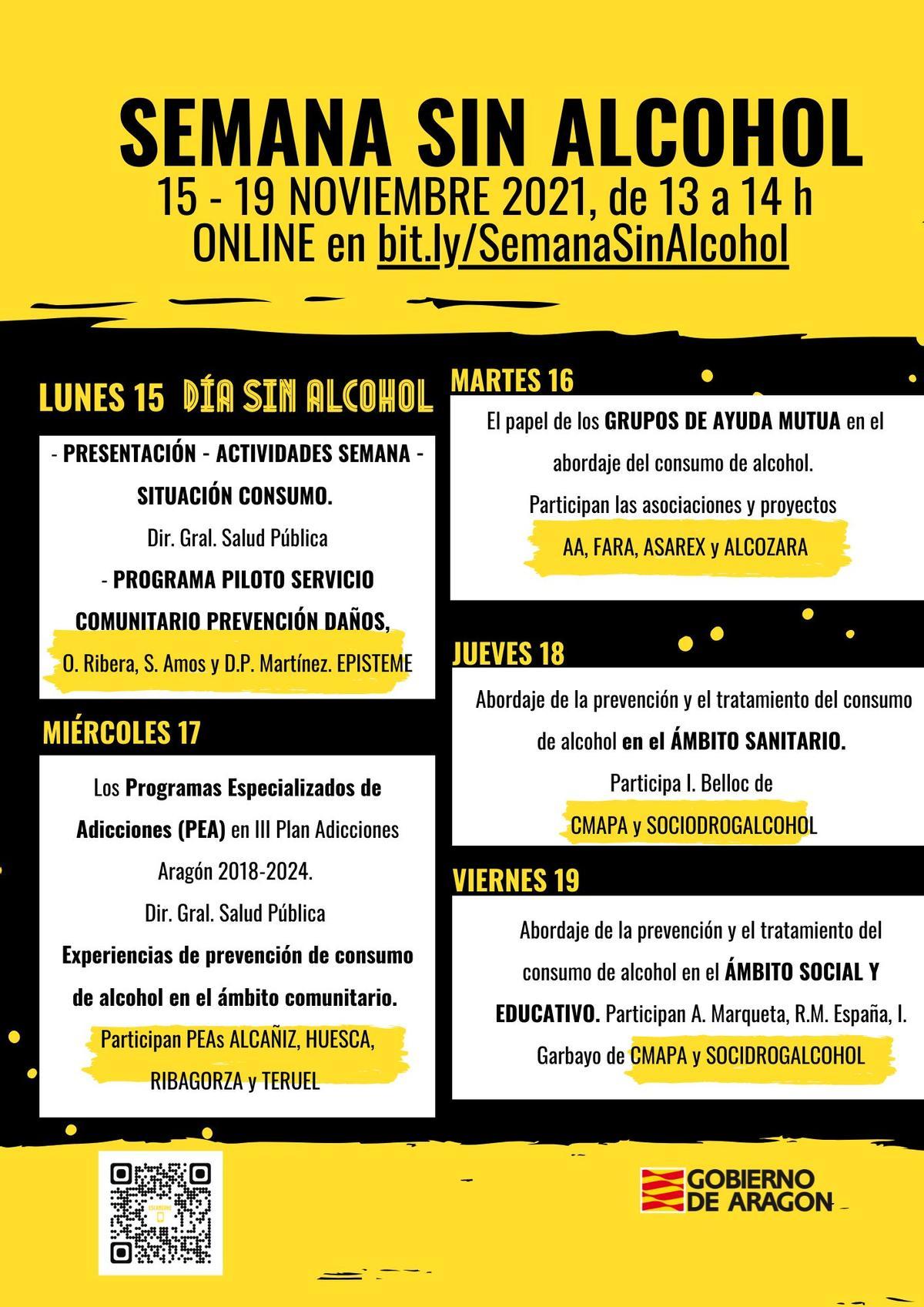 Cartel de los eventos organizados por el Gobierno de Aragón