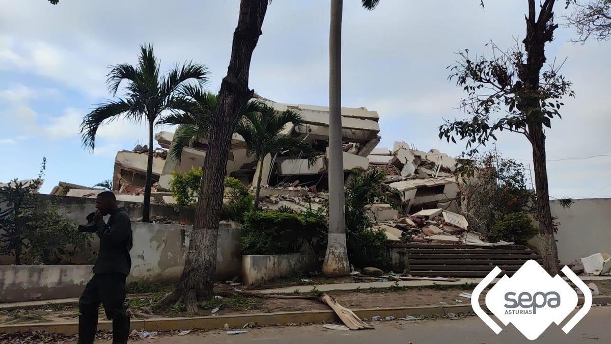 Edificio rastreado por la Unidad Canina de Rescate de Asturias.