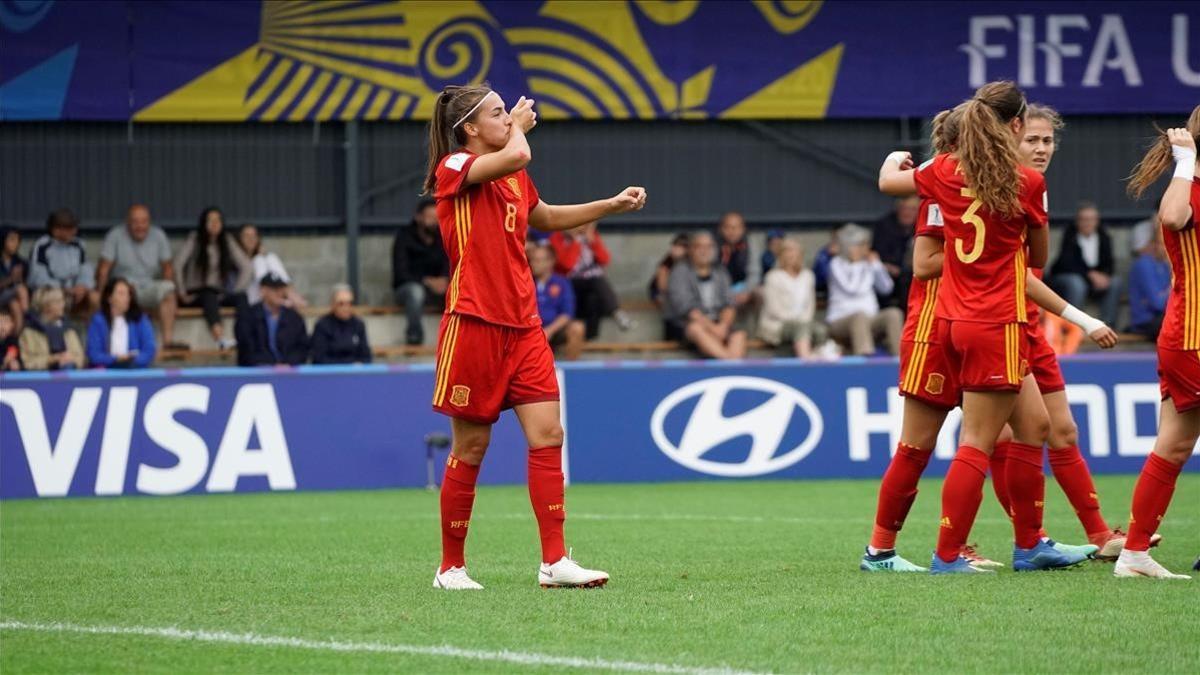 La barcelonista Patricia Guijarro celebra un gol en el Mundial sub-20