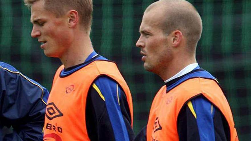 Rosenberg y Ljungberg, con la selección sueca.