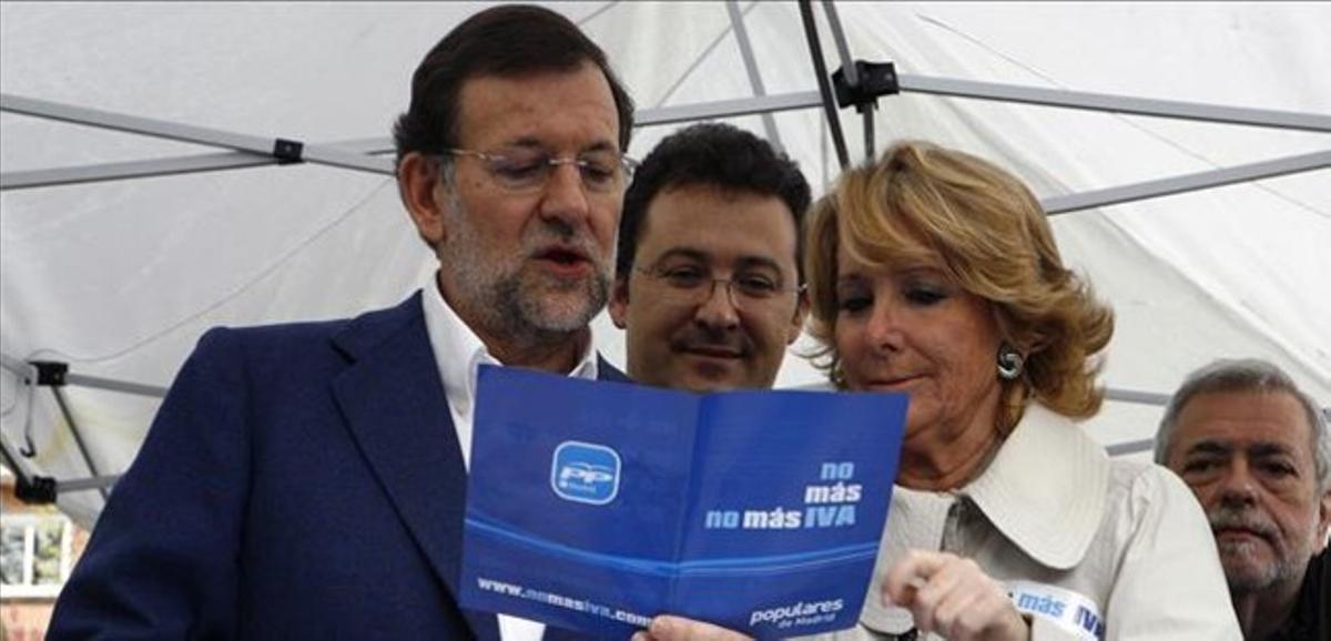 Rajoy i Aguirre, el 2010, en un míting contra l’IVA cultural que després el PP va acabar pujant.