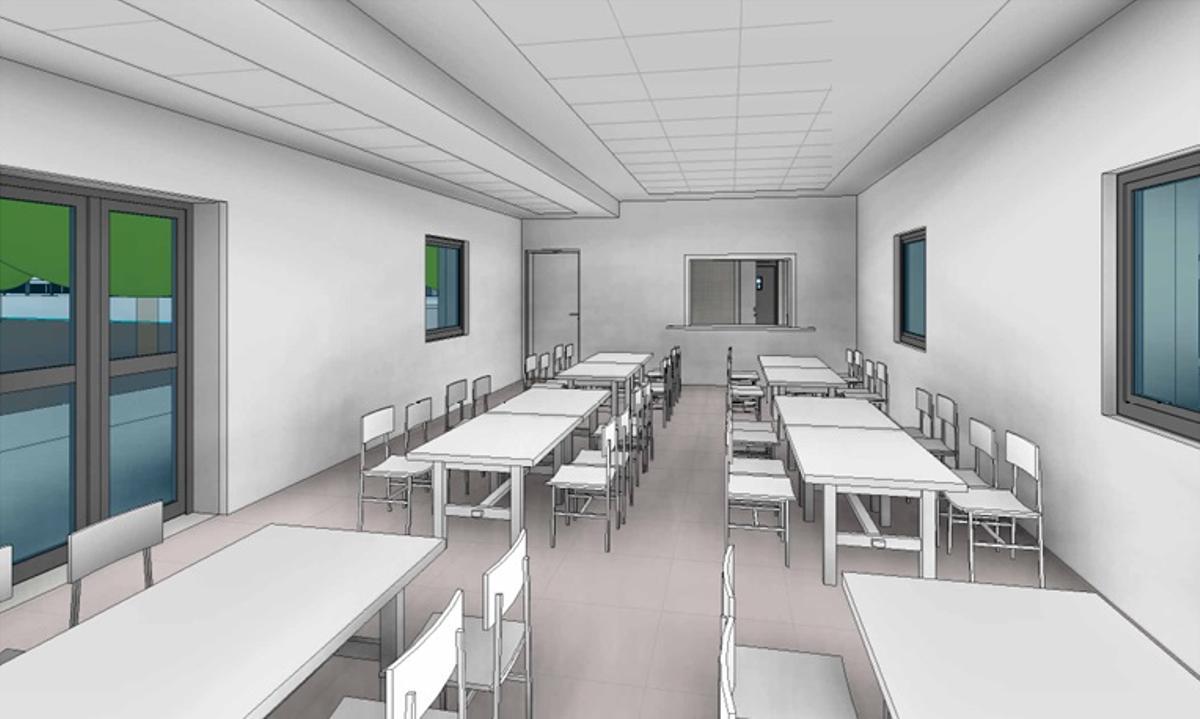 Espacio principal del nuevo comedor escolar de Villaralbo.