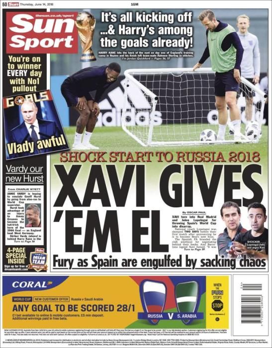 Portada SUN SPORT jueves 14 de junio de 2018