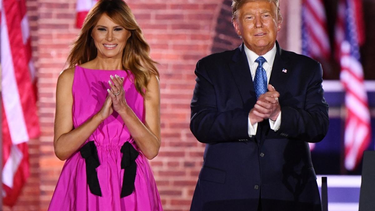 Melania Trump y Donald Trump en la convención nacional republicana en Baltimore