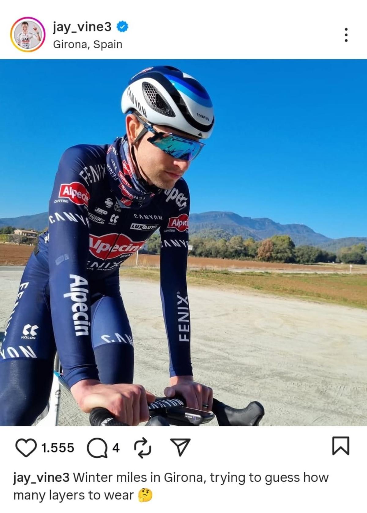 Una publicació a xarxes on Vine entrenava a Girona