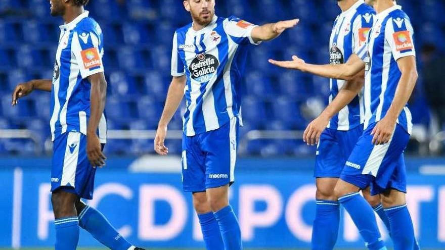 Moreno, Expósito, Marí y Mosquera, tras la victoria del lunes frente al Granada.