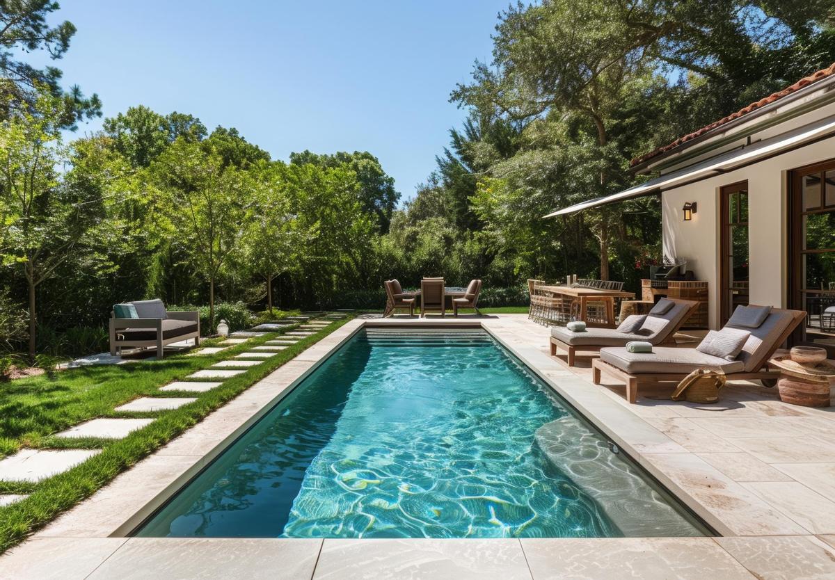 Vivienda con piscina en un portal inmobiliario.