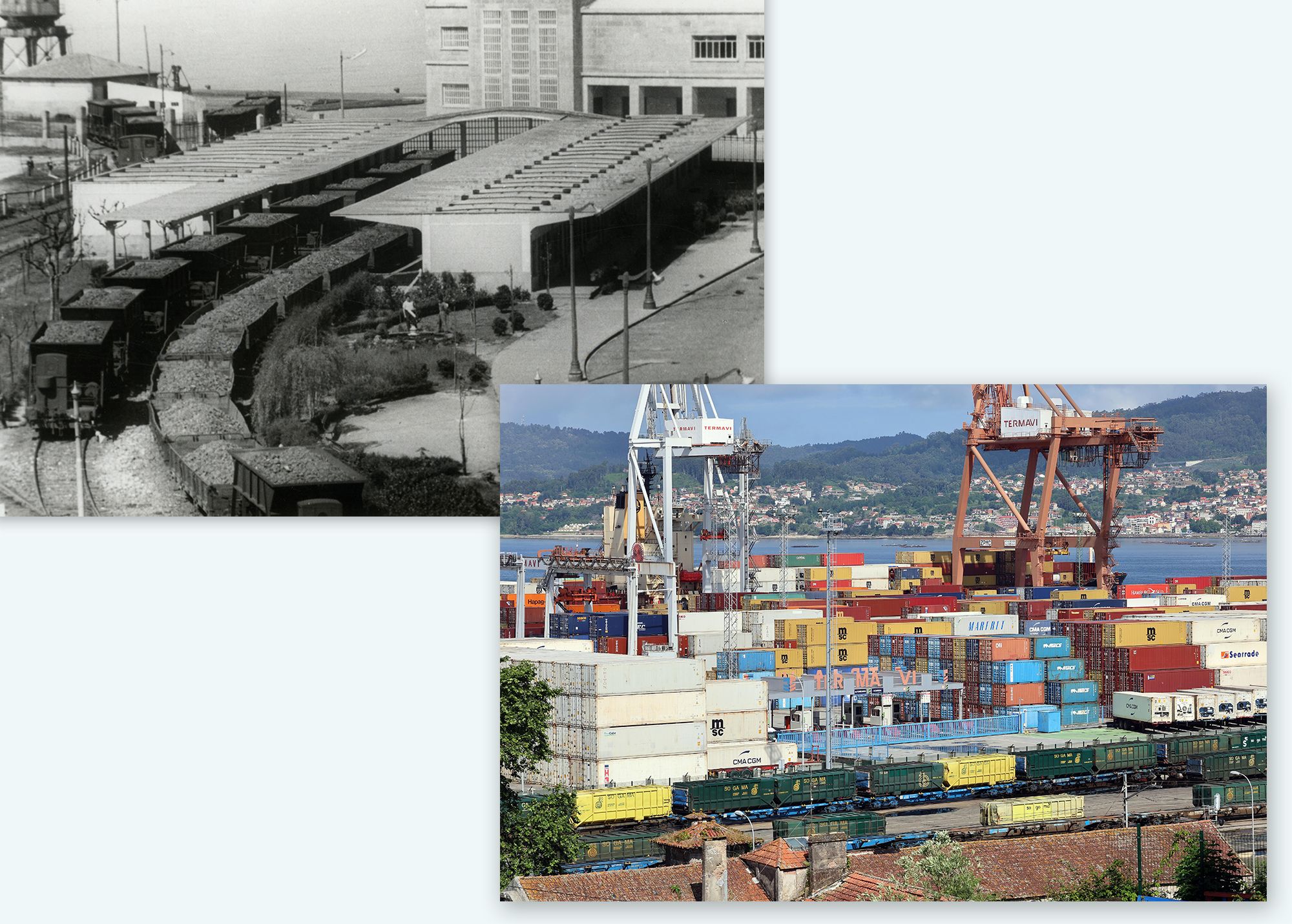 Del carguero de mineral de la Estación Marítima a la amplia terminal de Guixar. / Pacheco y M. G. Brea