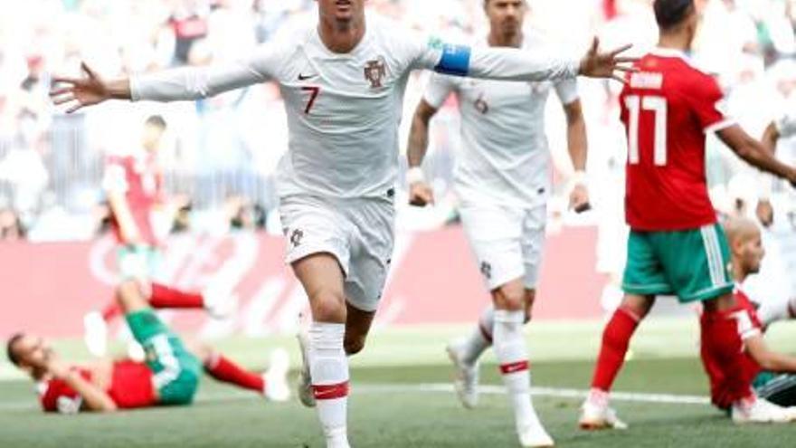 Cristiano celebra el gol del triunfo ayer ante Marruecos.