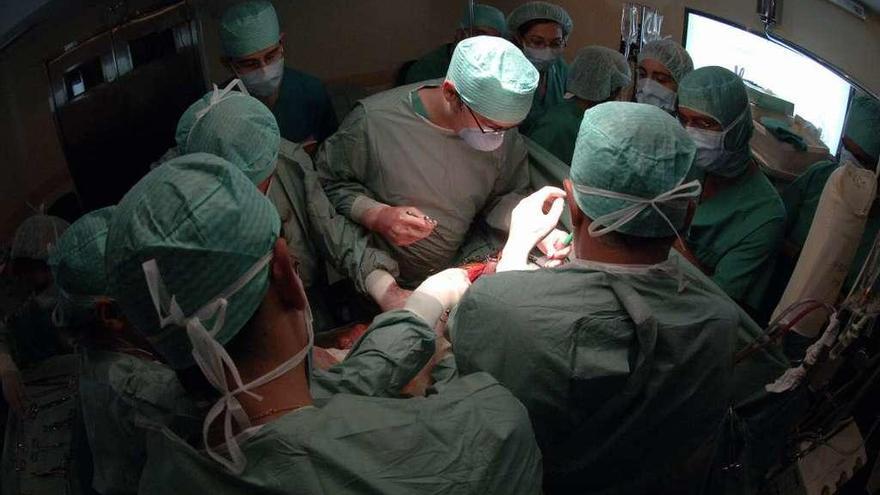 Médicos realizan un trasplante en el Hospital de A Coruña.