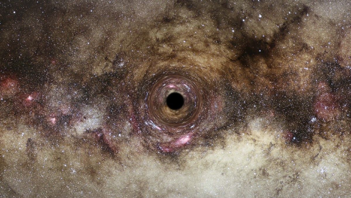 Representación artística de un agujero negro masivo.