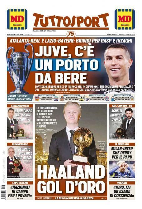 Portada TUTTOSPORT martes 15 diciembre 2020